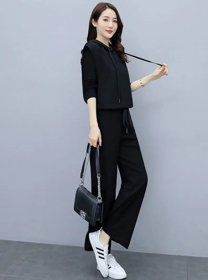 Women's 2025 Slimming Black Wide Leg Pants Suit Set — feature 17