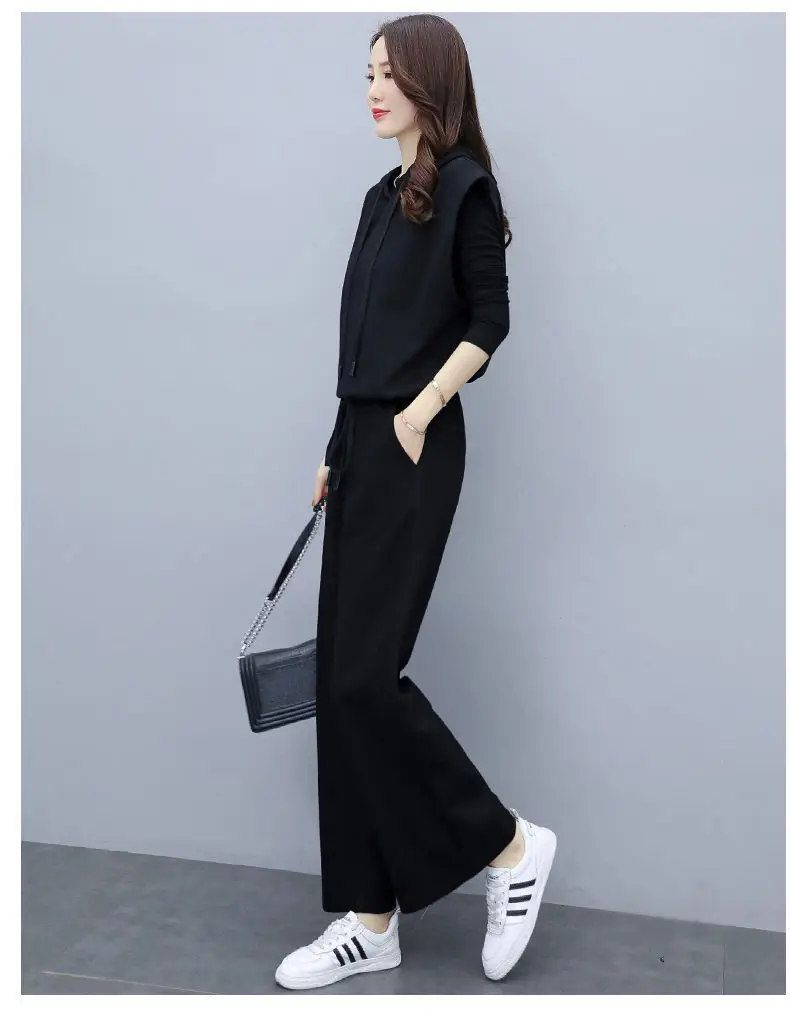 Women's 2025 Slimming Black Wide Leg Pants Suit Set — feature 19
