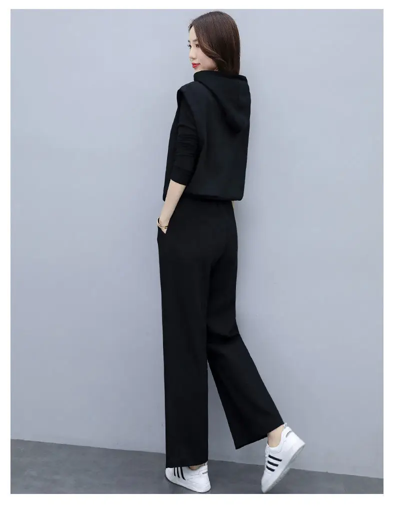 Women's 2025 Slimming Black Wide Leg Pants Suit Set — feature 20