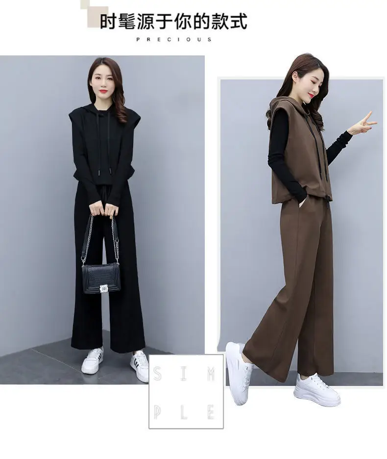 Women's 2025 Slimming Black Wide Leg Pants Suit Set — feature 26