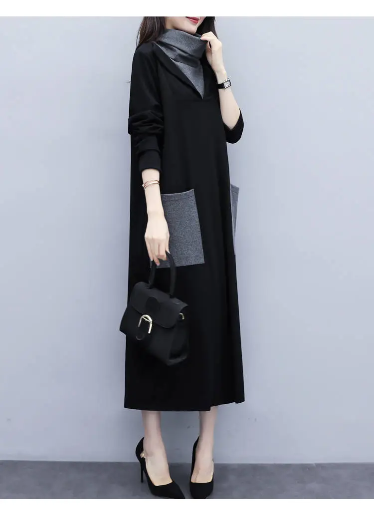 Black Long Sleeve Kojop Dress for Women Mid-Length 2021 - Image 5