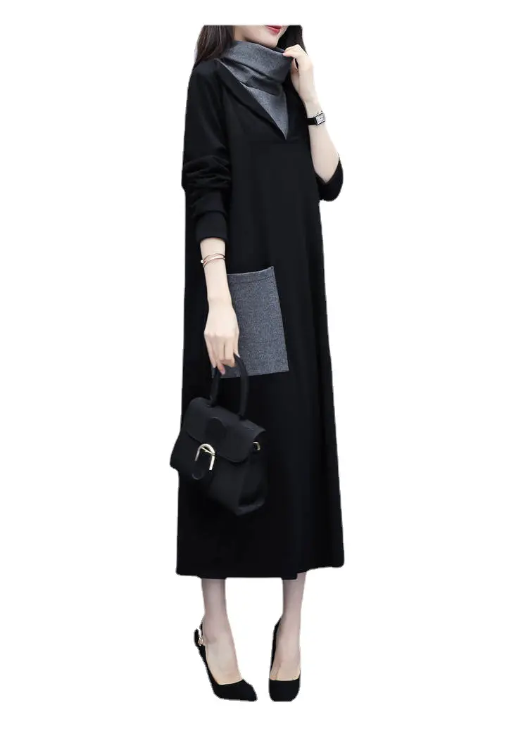 Black Long Sleeve Kojop Dress for Women Mid-Length 2021 - Image 6