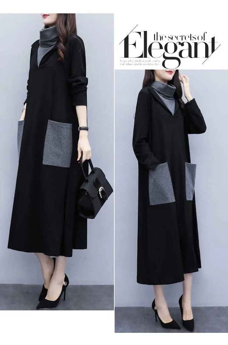 Black Long Sleeve Kojop Dress for Women Mid-Length 2021 — feature 10
