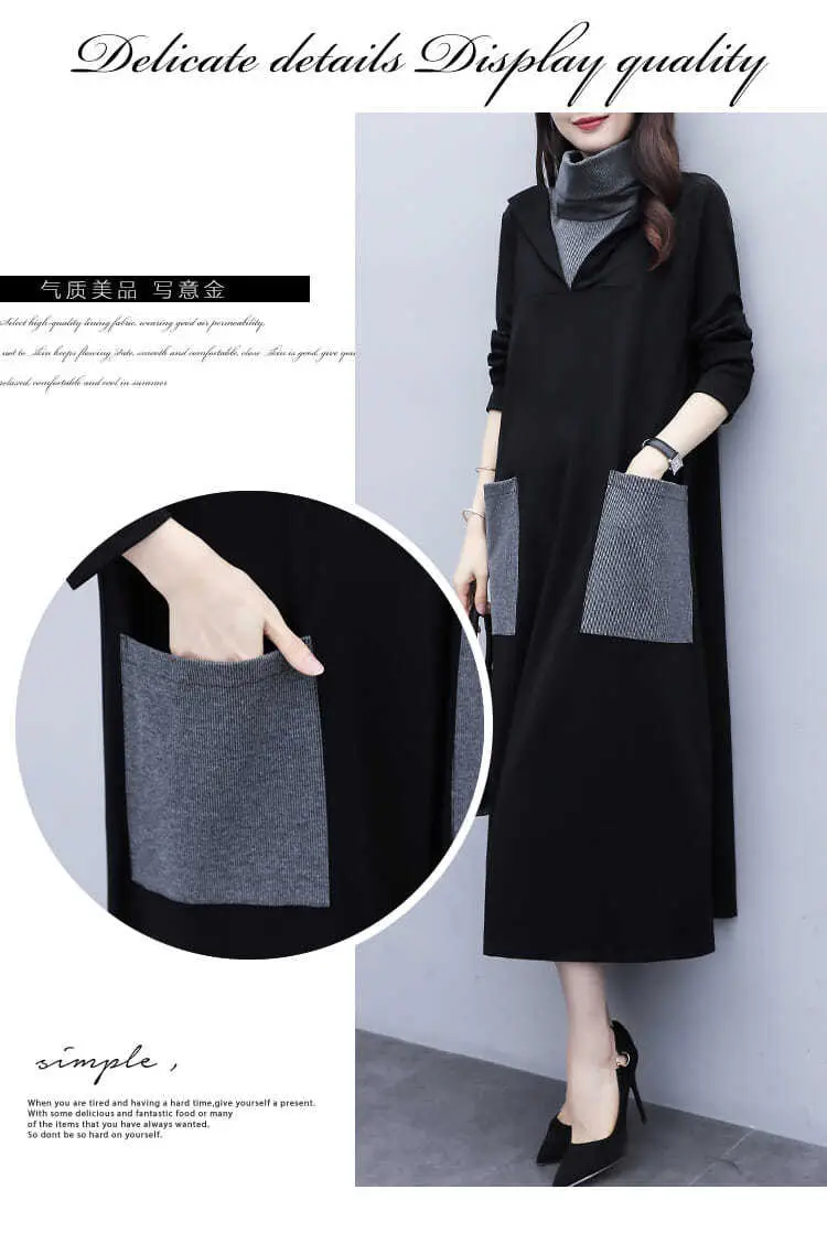 Black Long Sleeve Kojop Dress for Women Mid-Length 2021 — feature 12
