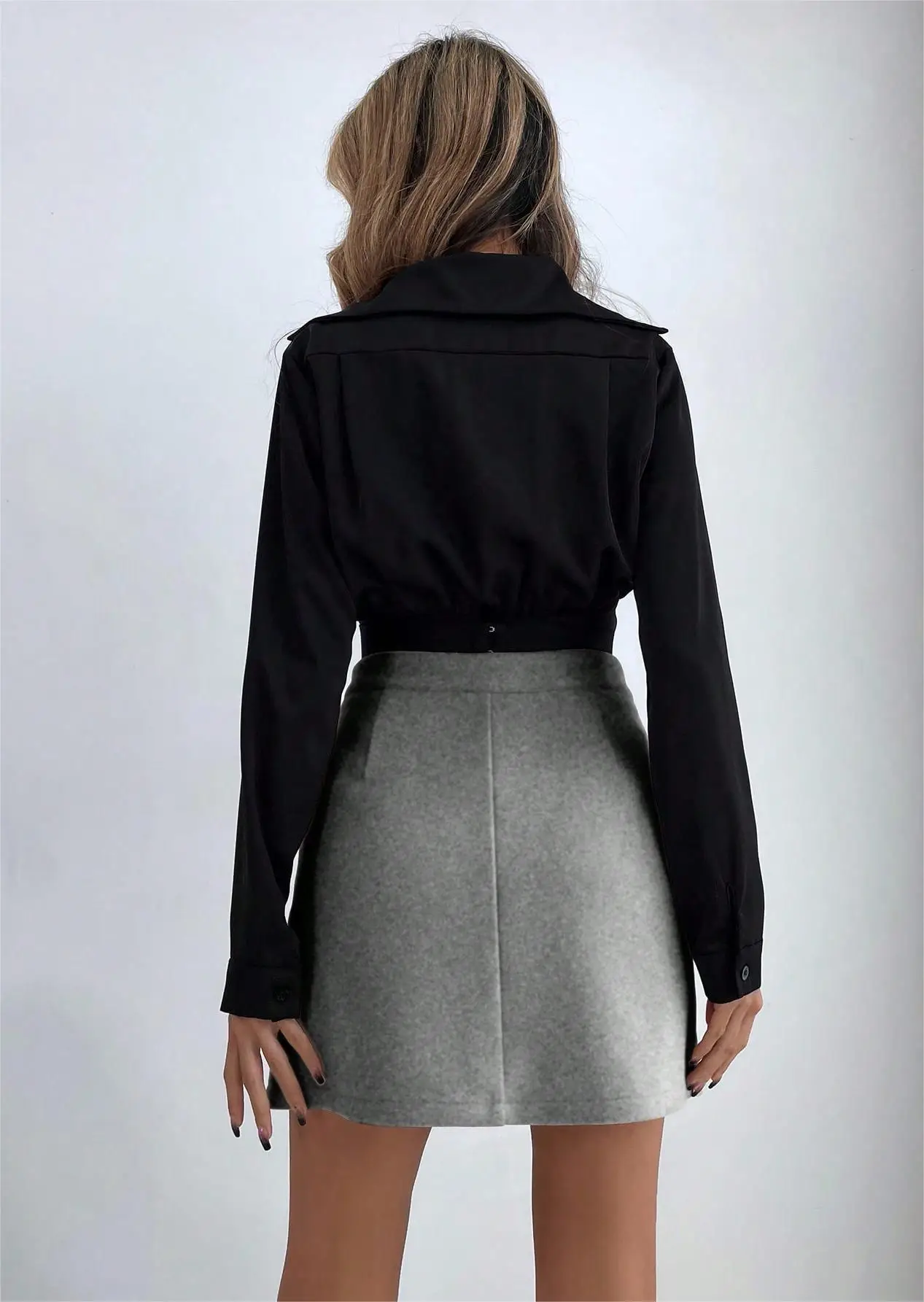 Women's Red High Waist Skirt with Button Front 2024 — feature 12