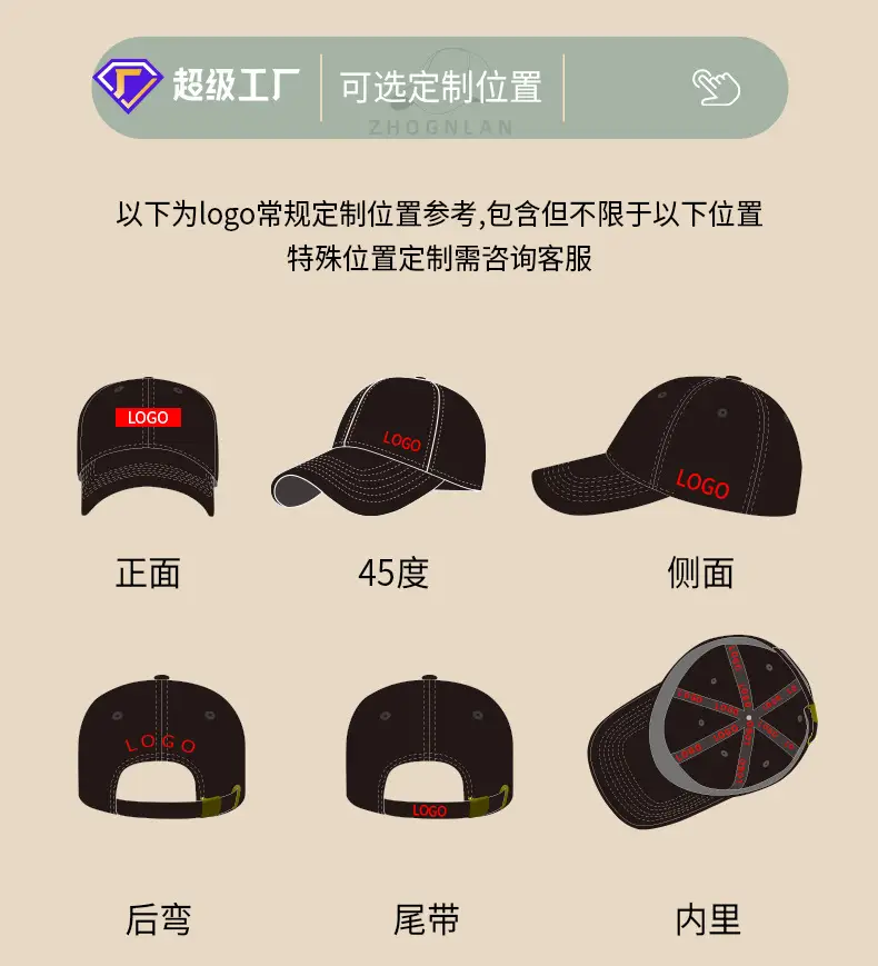 Men Pure Cotton Baseball Cap Large Bristle Black — feature 33