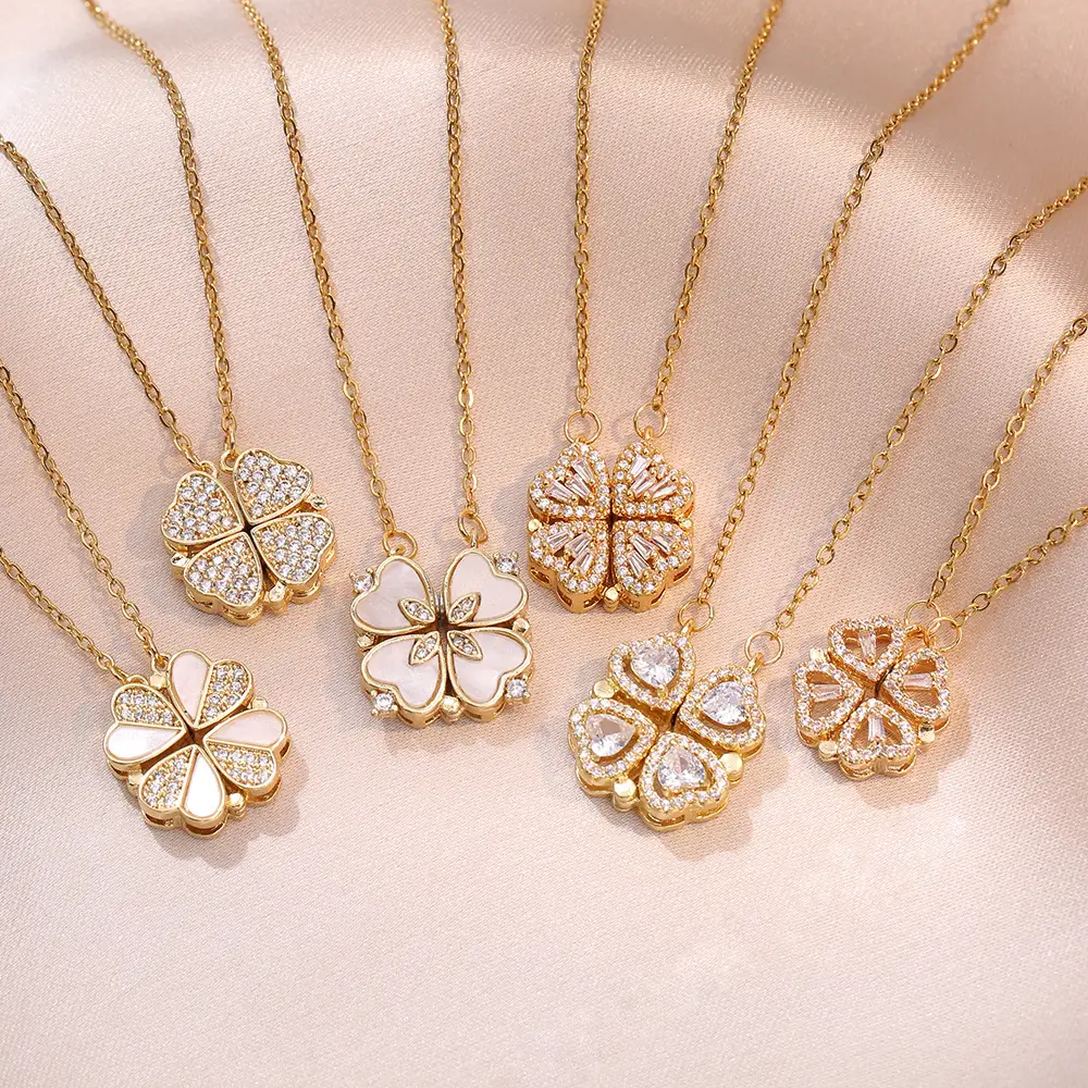 Gold Four Leaf Clover Necklace Set for Women - Image 67