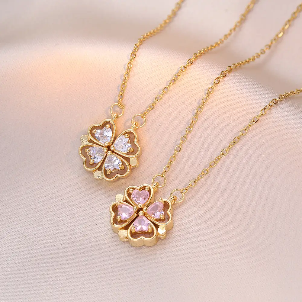 Gold Four Leaf Clover Necklace Set for Women — feature 11