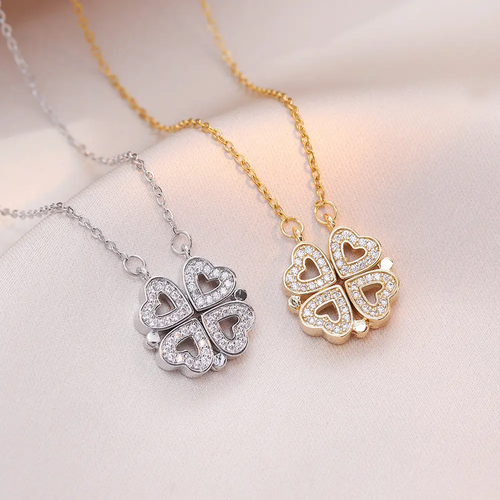 Gold Four Leaf Clover Necklace Set for Women — feature 13