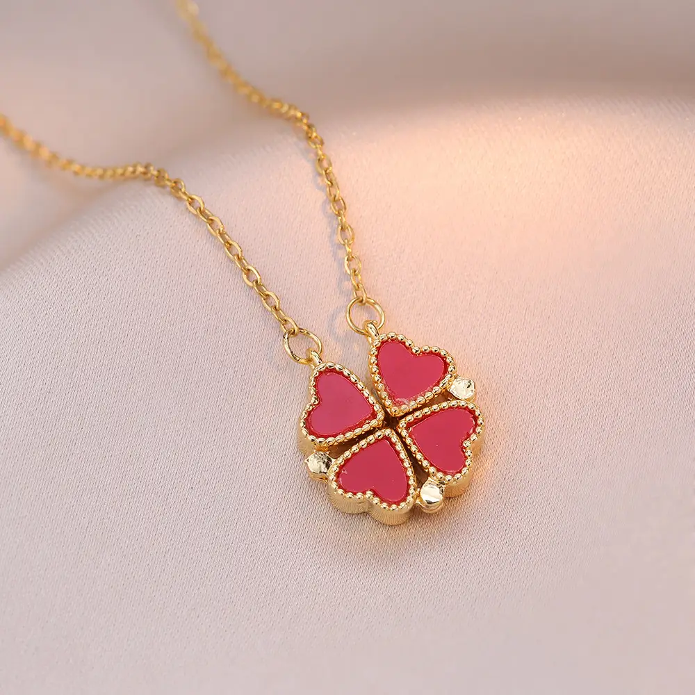 Gold Four Leaf Clover Necklace Set for Women — feature 14