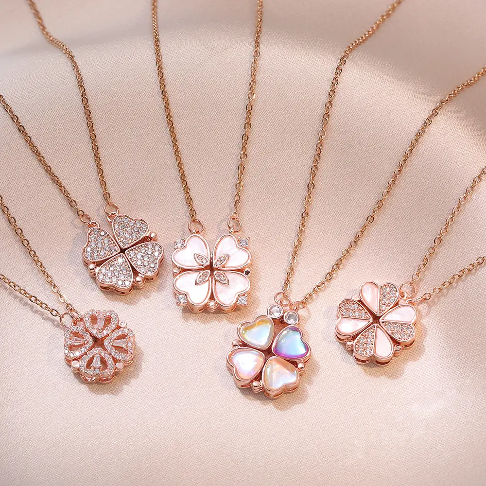 Gold Four Leaf Clover Necklace Set for Women — feature 2