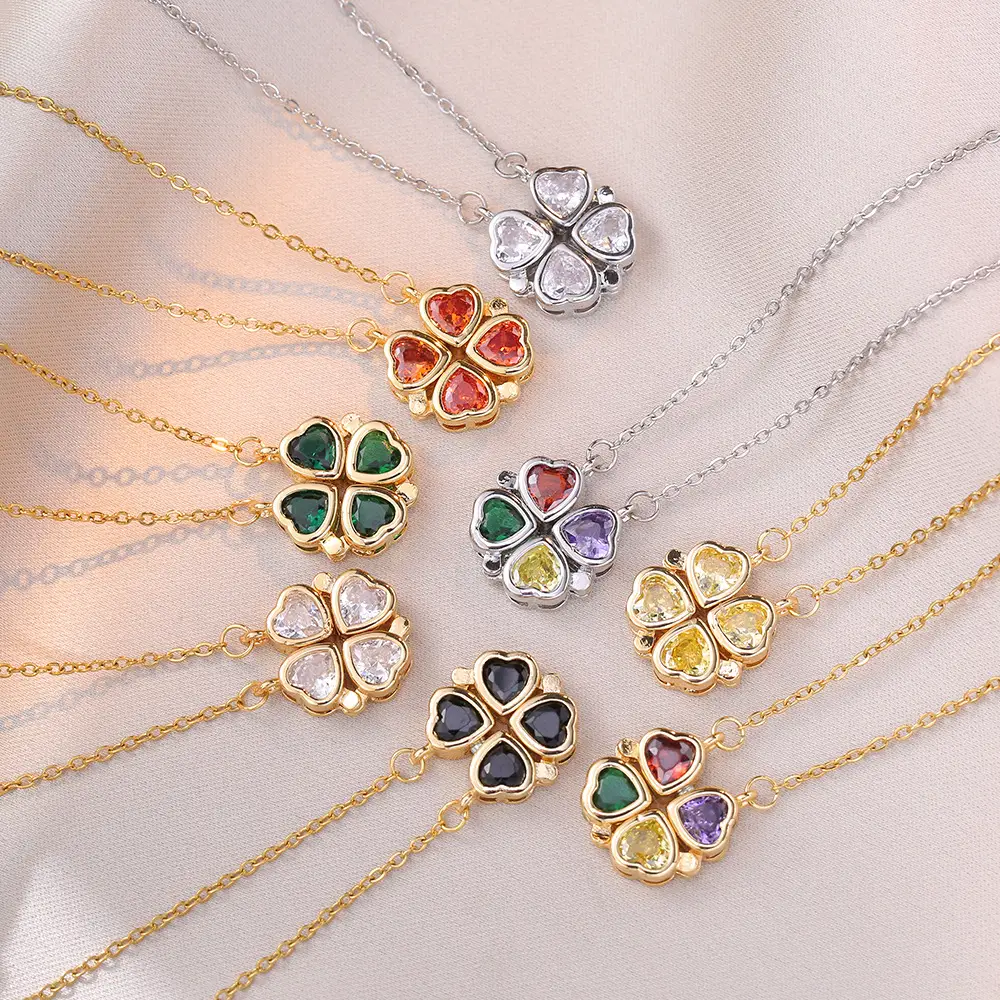 Gold Four Leaf Clover Necklace Set for Women — feature 4