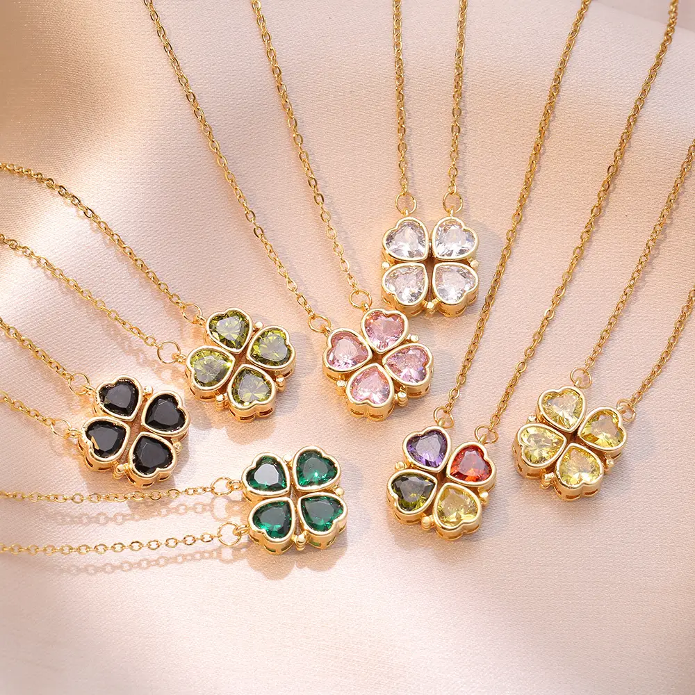 Gold Four Leaf Clover Necklace Set for Women — feature 5