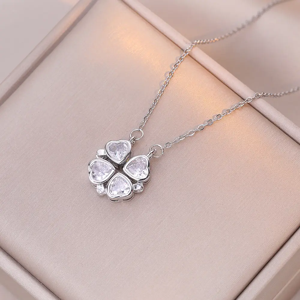 Gold Four Leaf Clover Necklace Set for Women - Image 13