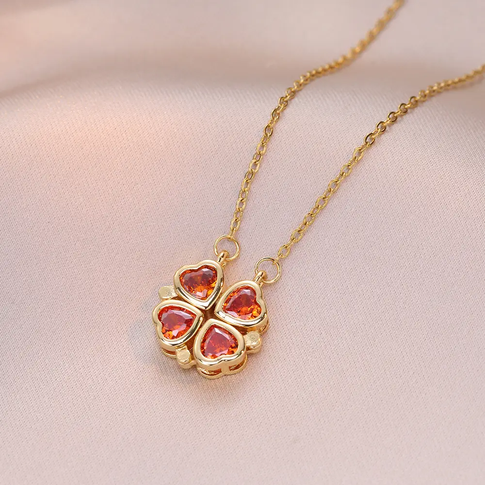 Gold Four Leaf Clover Necklace Set for Women - Image 14