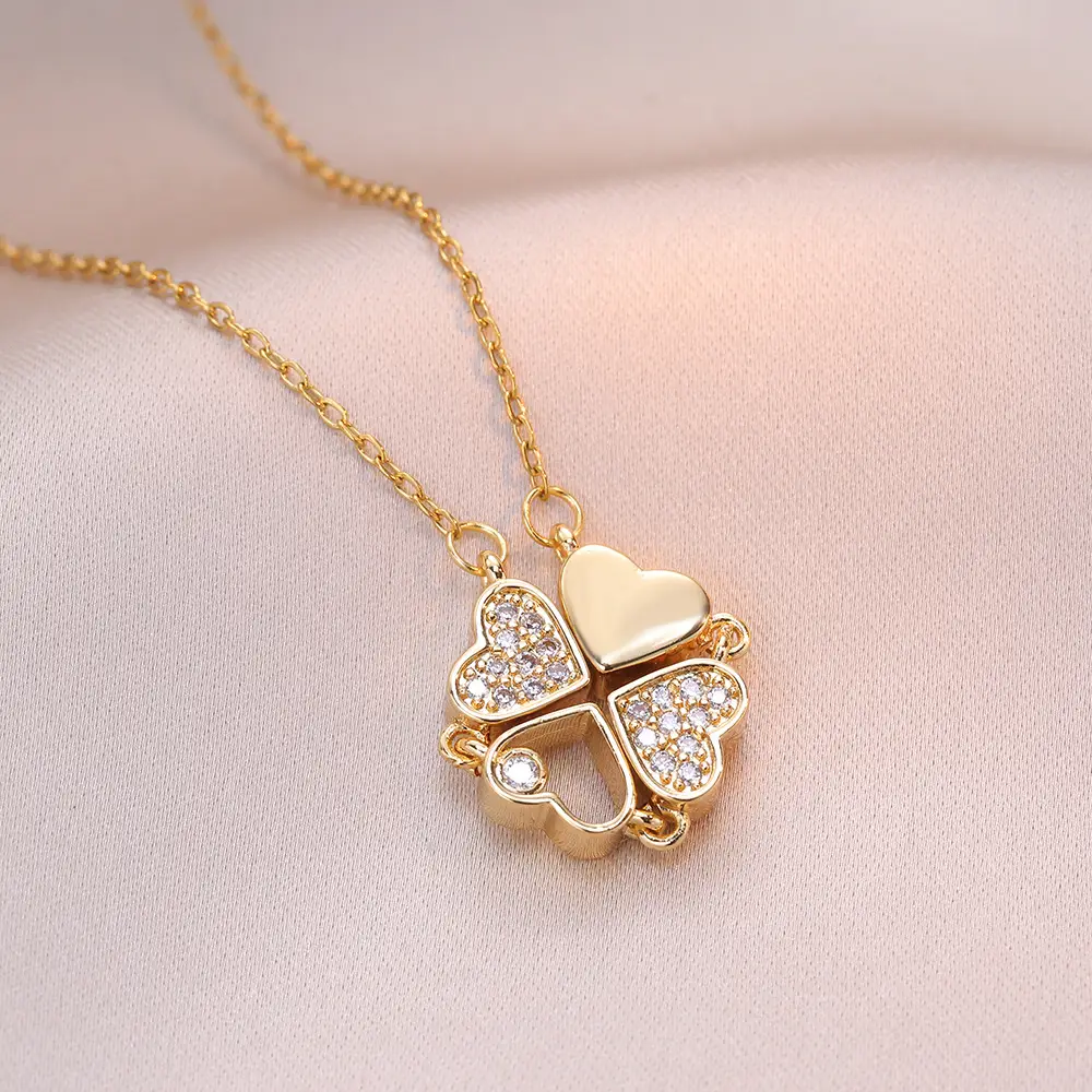 Gold Four Leaf Clover Necklace Set for Women - Image 16