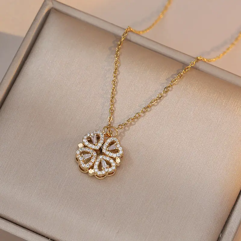 Gold Four Leaf Clover Necklace Set for Women - Image 19
