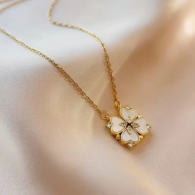 Gold Four Leaf Clover Necklace Set for Women - Image 22