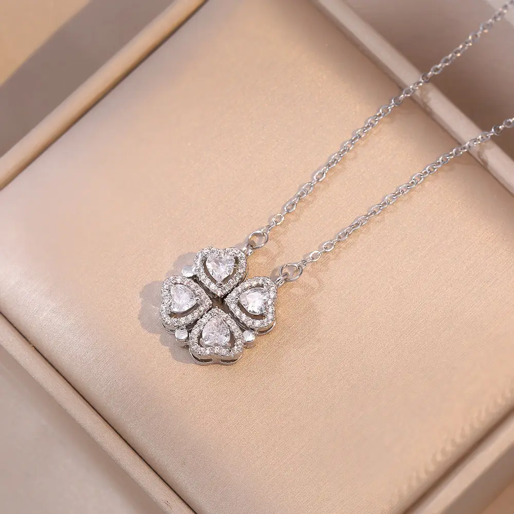 Gold Four Leaf Clover Necklace Set for Women - Image 25