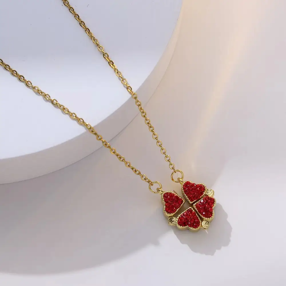 Gold Four Leaf Clover Necklace Set for Women - Image 26