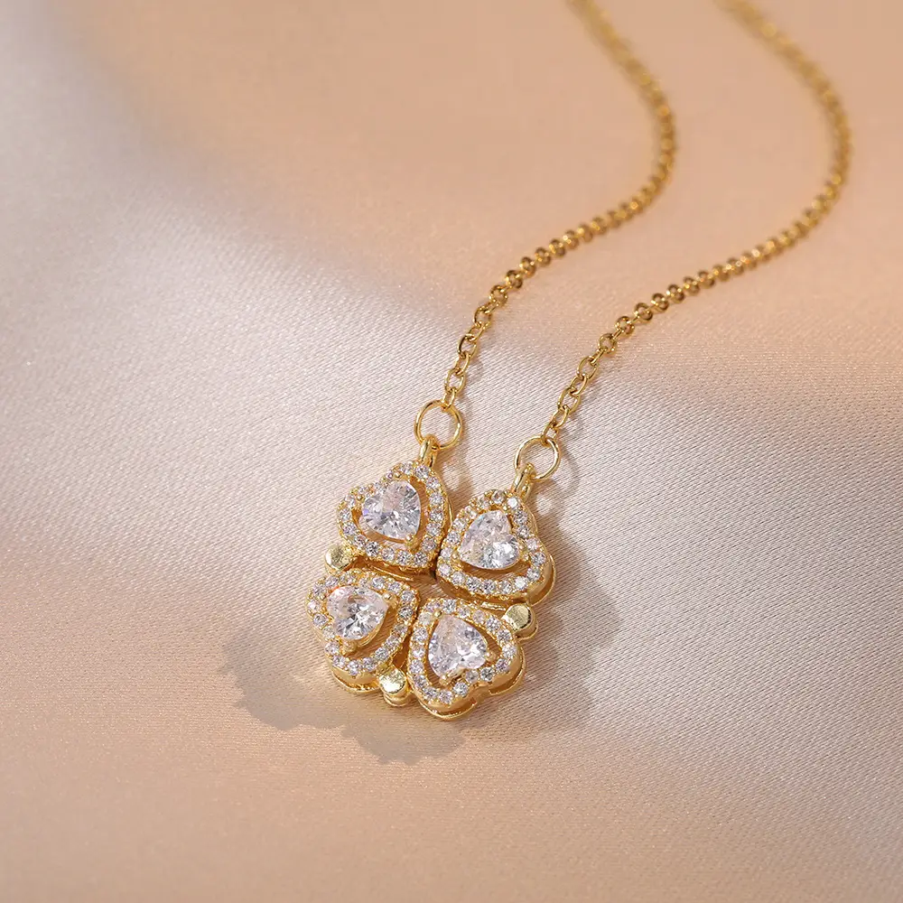 Gold Four Leaf Clover Necklace Set for Women - Image 27