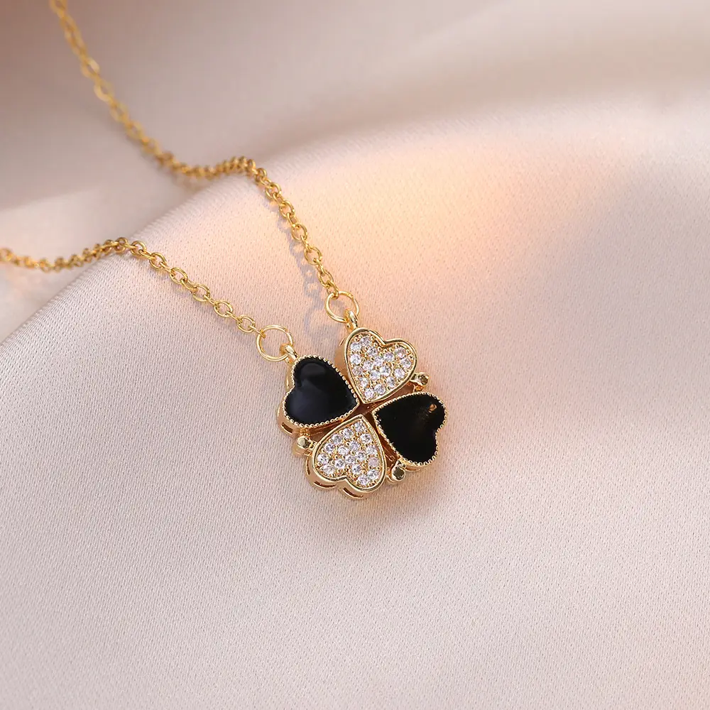 Gold Four Leaf Clover Necklace Set for Women - Image 28