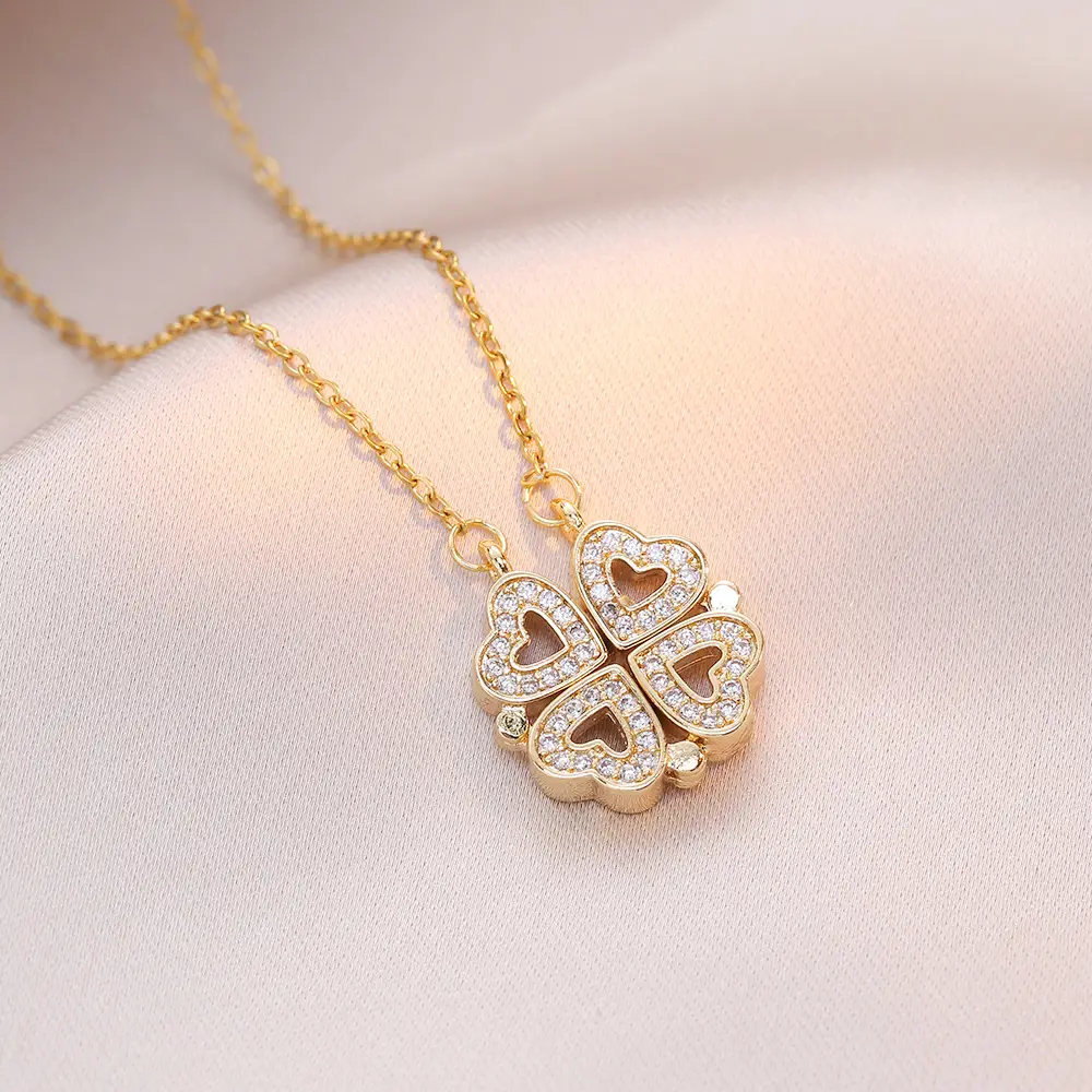 Gold Four Leaf Clover Necklace Set for Women - Image 31
