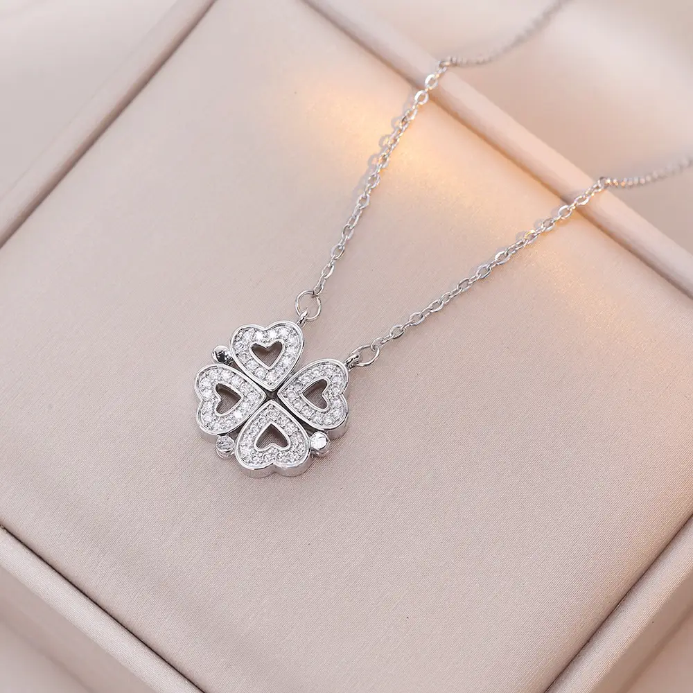 Gold Four Leaf Clover Necklace Set for Women - Image 32
