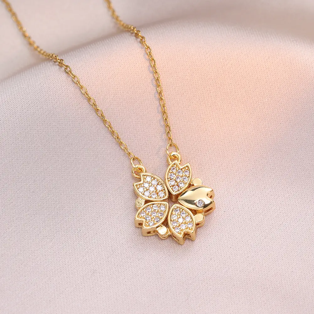 Gold Four Leaf Clover Necklace Set for Women - Image 33