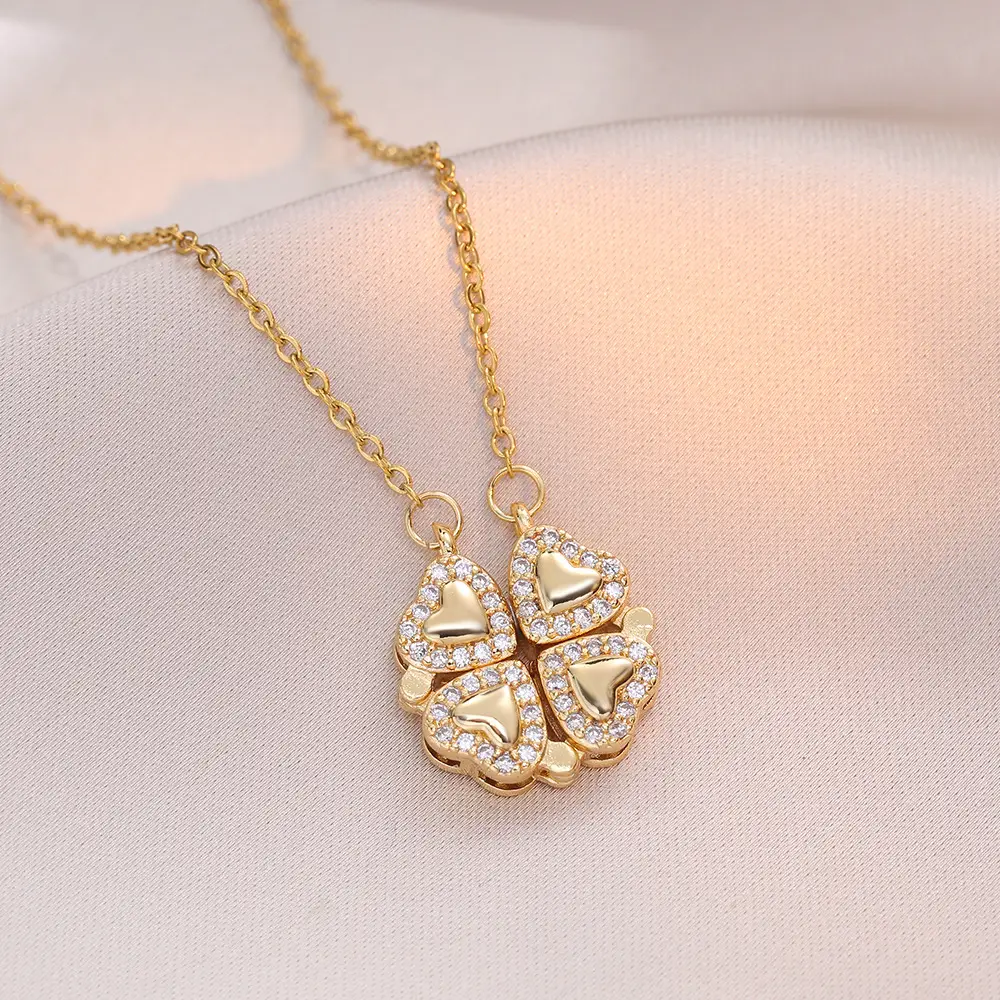 Gold Four Leaf Clover Necklace Set for Women - Image 34