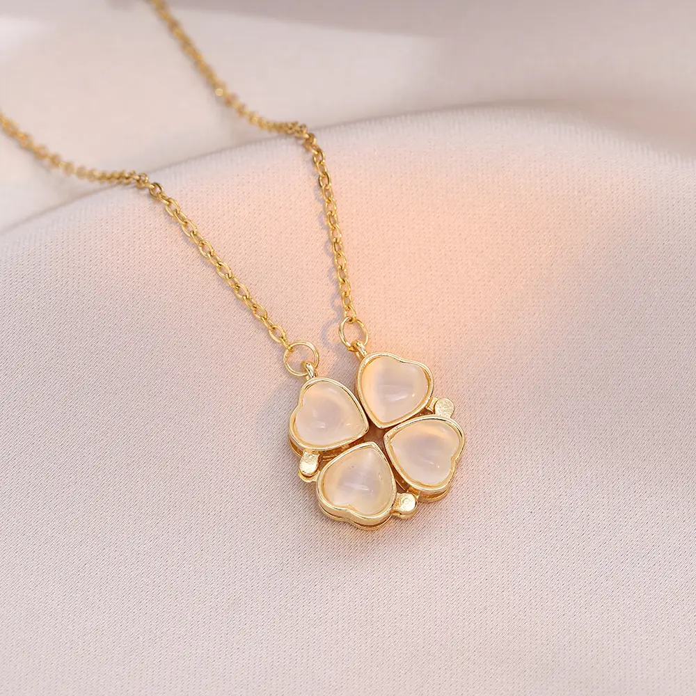 Gold Four Leaf Clover Necklace Set for Women - Image 37