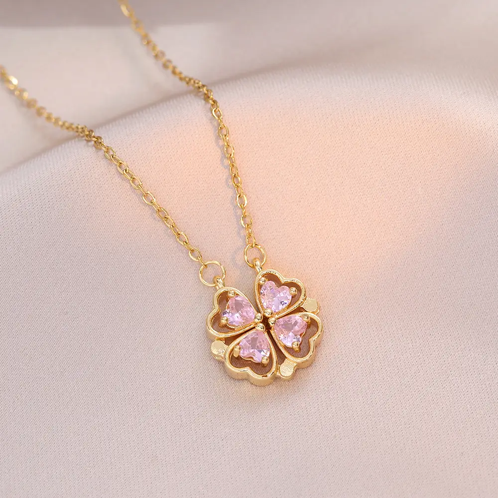 Gold Four Leaf Clover Necklace Set for Women - Image 40