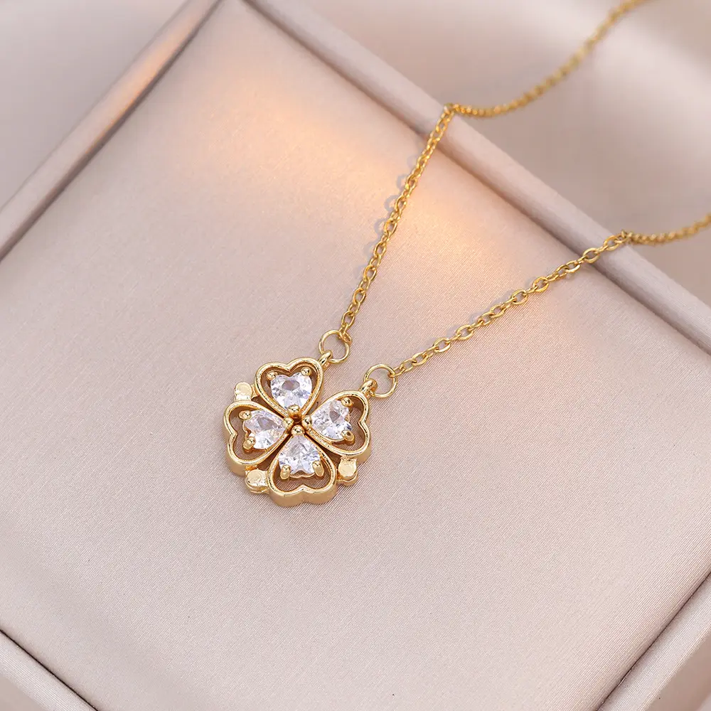 Gold Four Leaf Clover Necklace Set for Women - Image 41