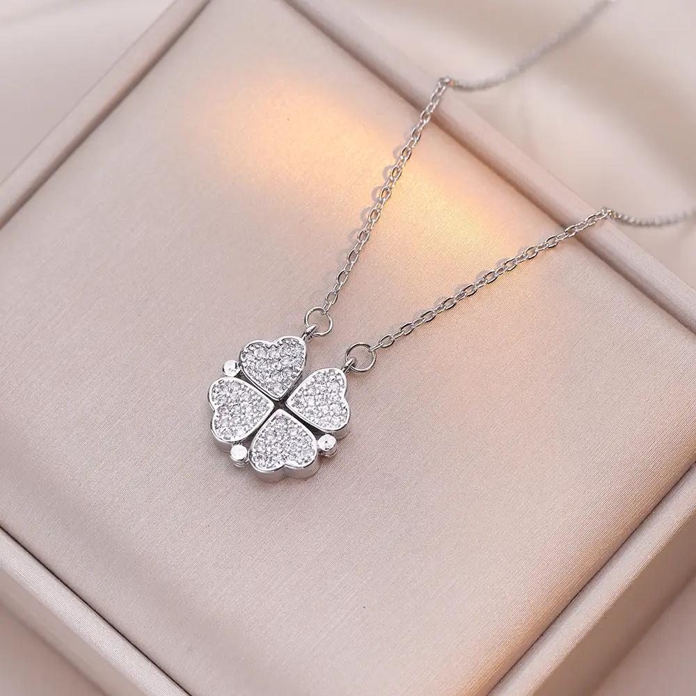 Gold Four Leaf Clover Necklace Set for Women - Image 42