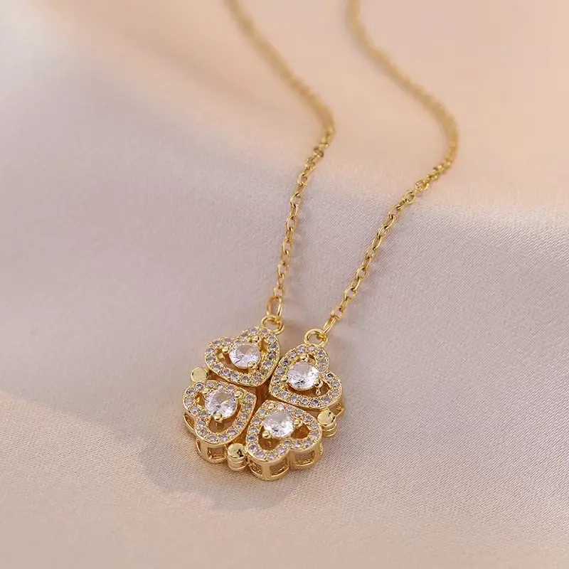 Gold Four Leaf Clover Necklace Set for Women - Image 44