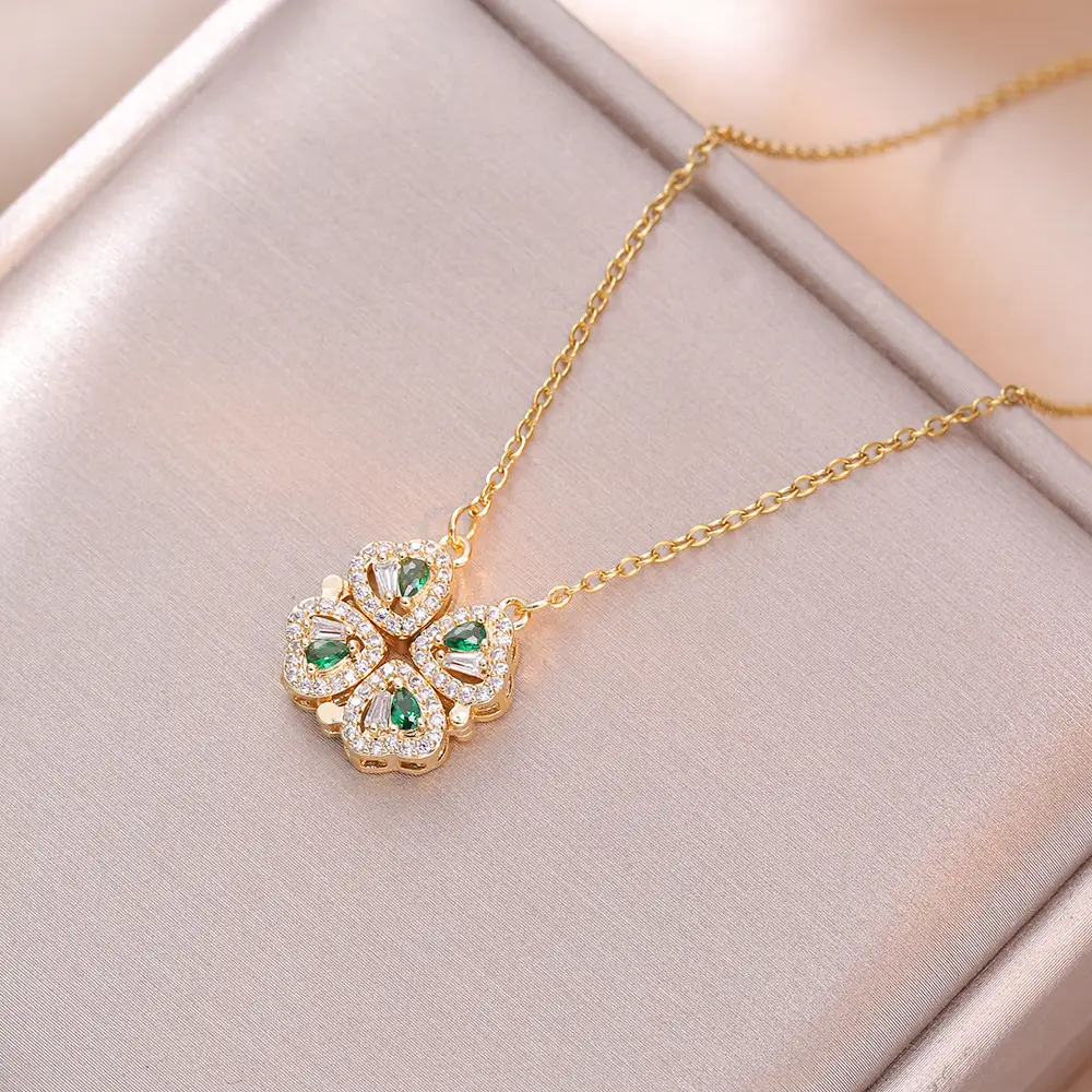 Gold Four Leaf Clover Necklace Set for Women - Image 51