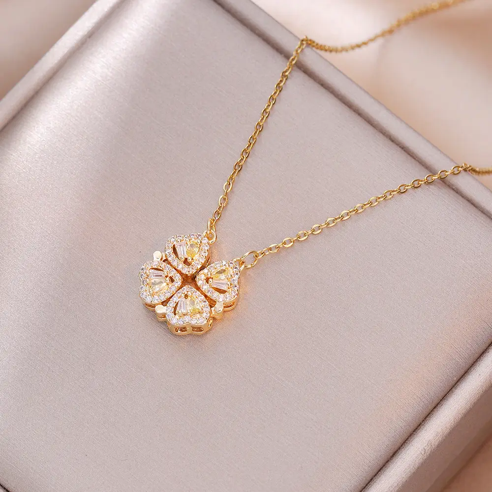 Gold Four Leaf Clover Necklace Set for Women - Image 52