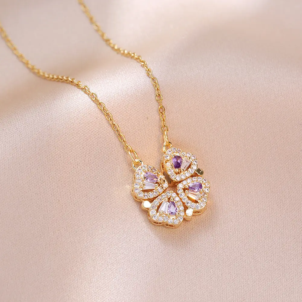 Gold Four Leaf Clover Necklace Set for Women - Image 53