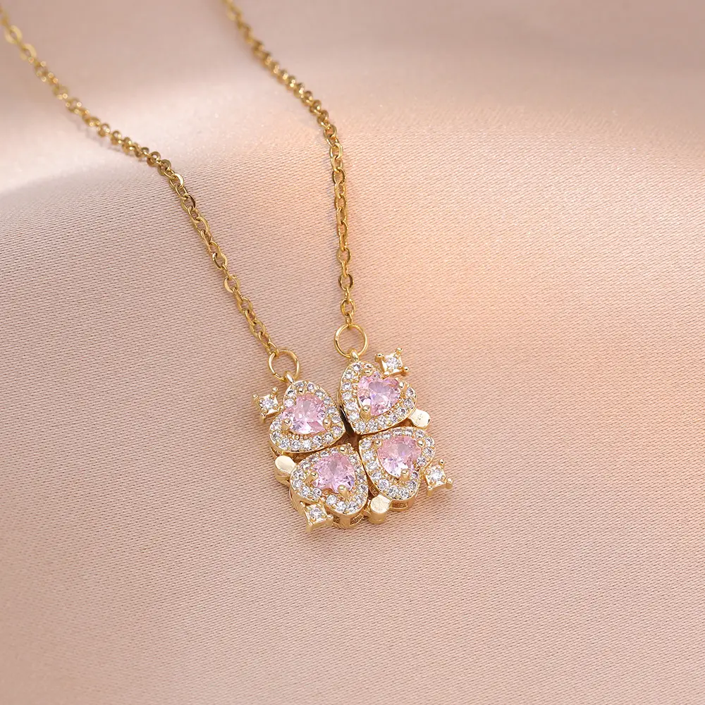 Gold Four Leaf Clover Necklace Set for Women - Image 55