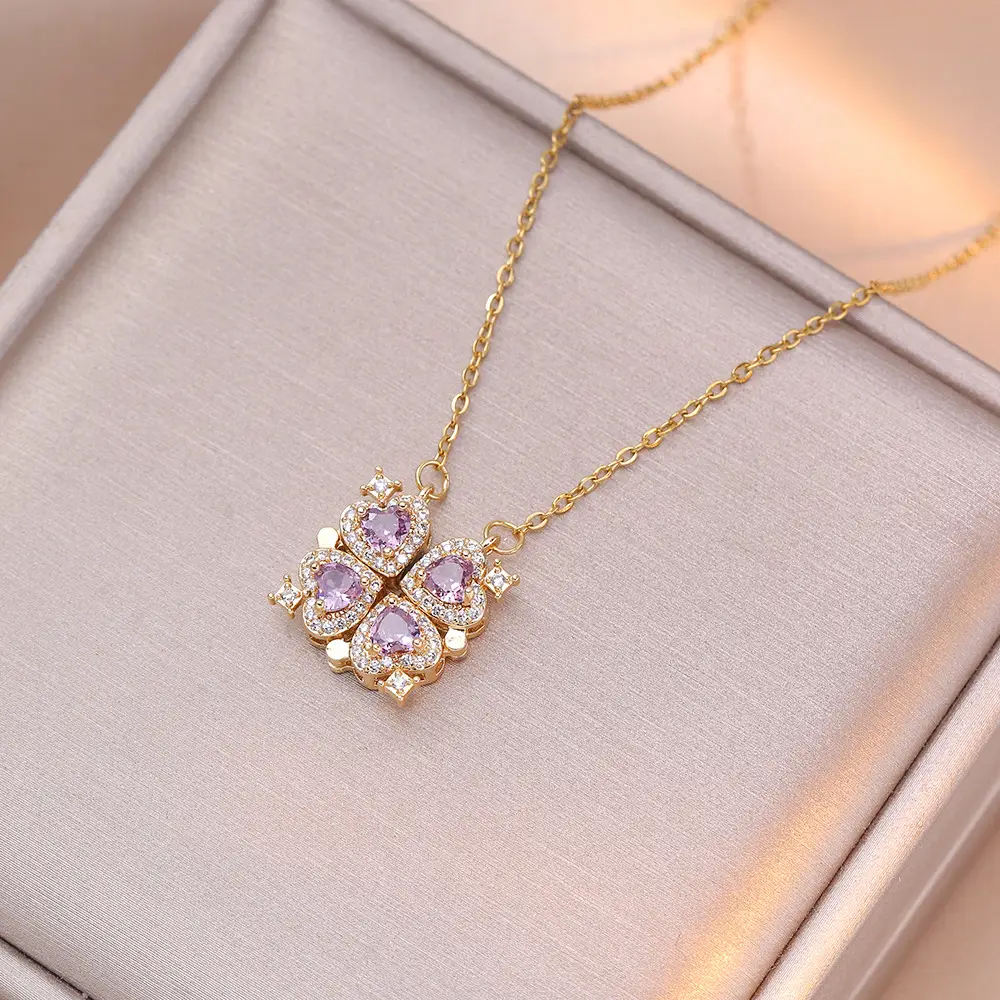 Gold Four Leaf Clover Necklace Set for Women - Image 56