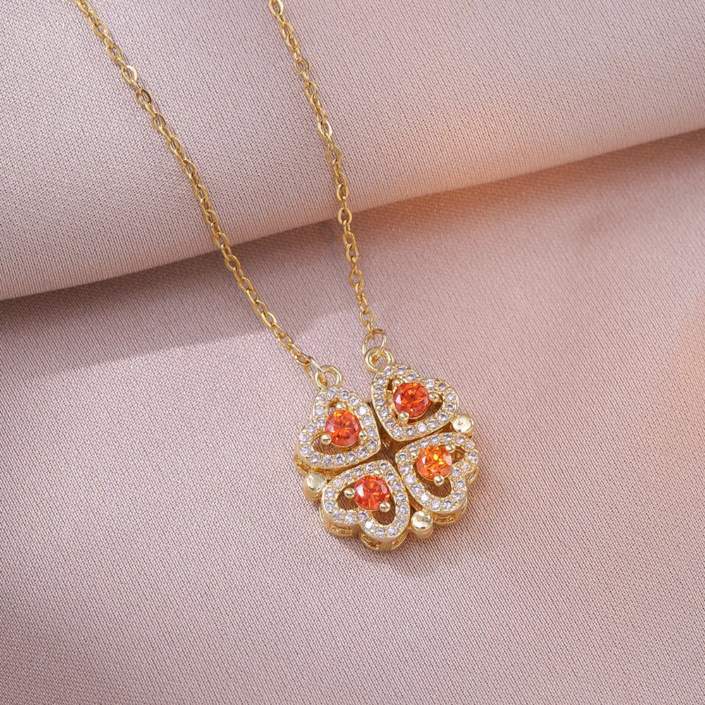 Gold Four Leaf Clover Necklace Set for Women - Image 57