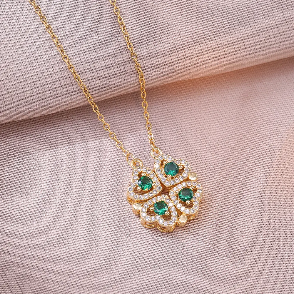 Gold Four Leaf Clover Necklace Set for Women - Image 58