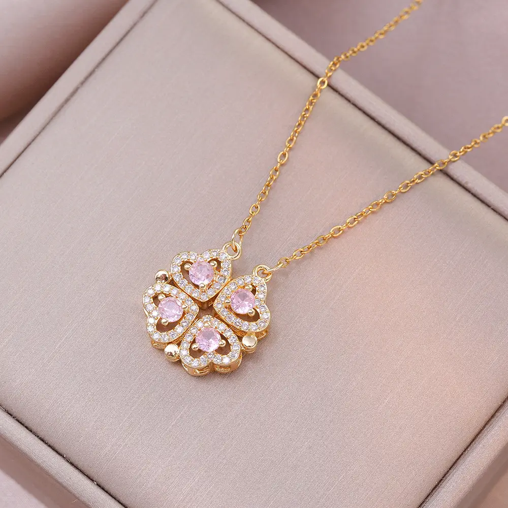 Gold Four Leaf Clover Necklace Set for Women - Image 59