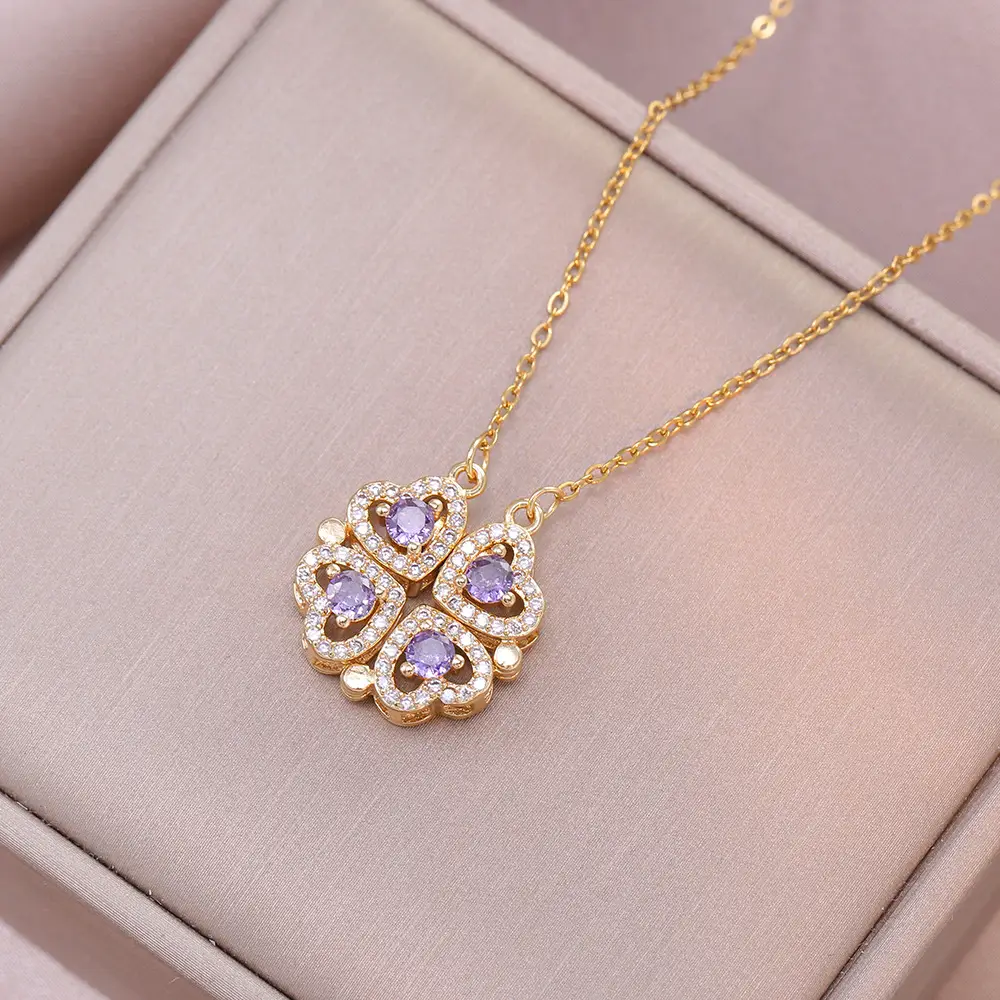 Gold Four Leaf Clover Necklace Set for Women - Image 60