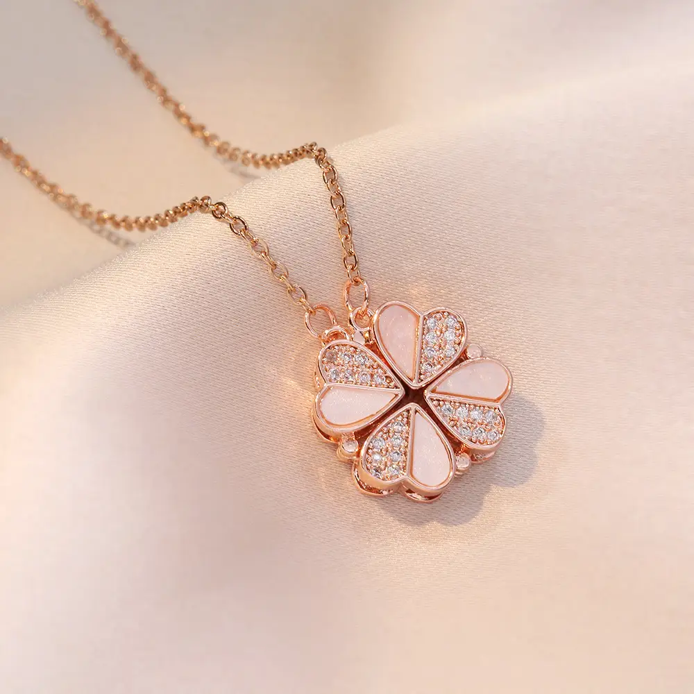 Gold Four Leaf Clover Necklace Set for Women - Image 7