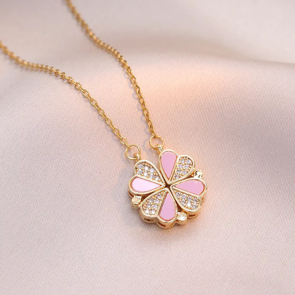 Gold Four Leaf Clover Necklace Set for Women - Image 8