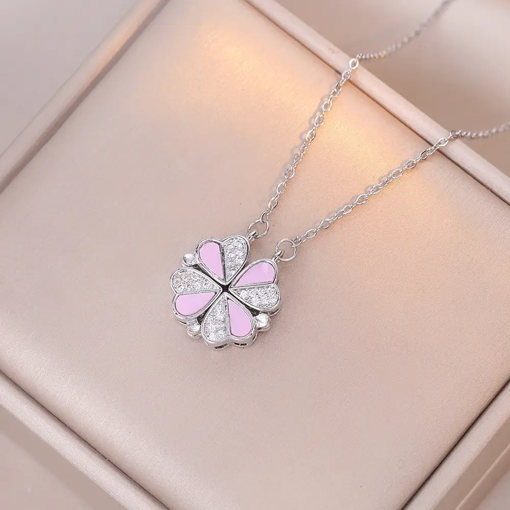 Gold Four Leaf Clover Necklace Set for Women - Image 9