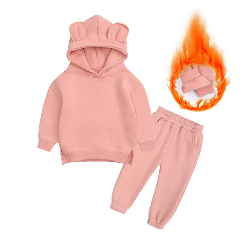 Children's Sweatshirt Set Fleece-lined Warm Boys' and Girls' Jacket Pants Two-piece Korean Style Baby Clothes Autumn and Winter New