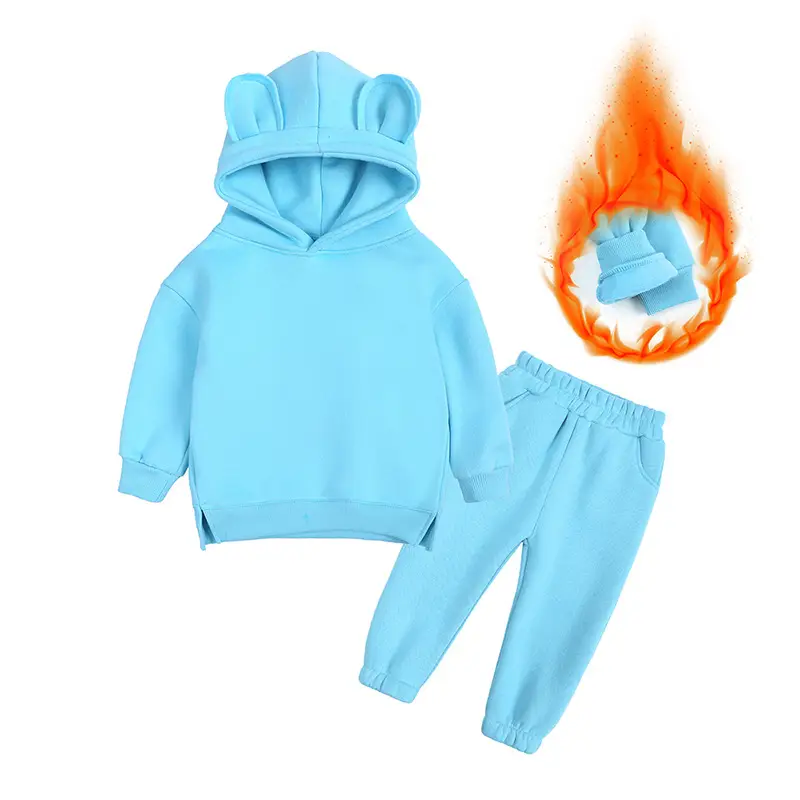 Children's Sweatshirt Set Fleece-lined Warm Boys' and Girls' Jacket Pants Two-piece Korean Style Baby Clothes Autumn and Winter New