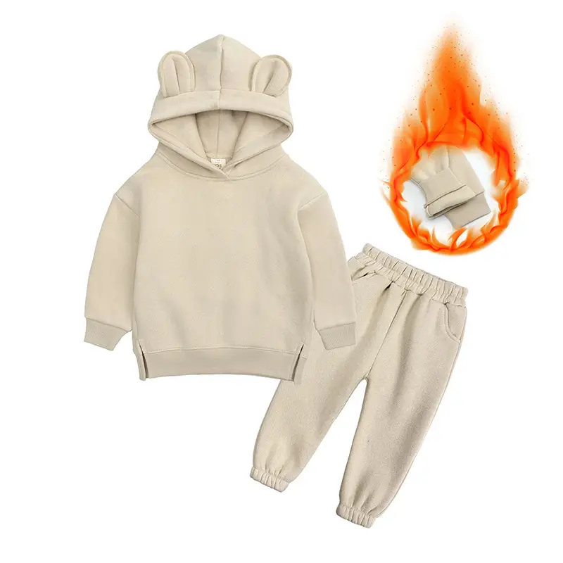 Children's Sweatshirt Set Fleece-lined Warm Boys' and Girls' Jacket Pants Two-piece Korean Style Baby Clothes Autumn and Winter New